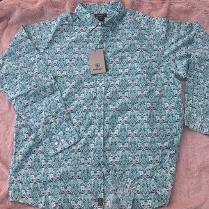 Ariat Teal and White Paisley Shirt